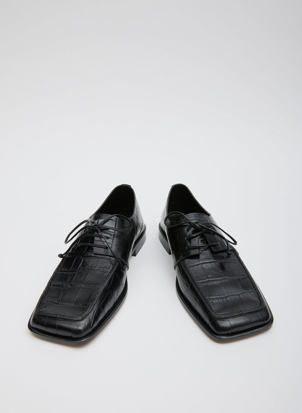 Brody Square Toe Loafer Crocodile Embossed | Tibi Black