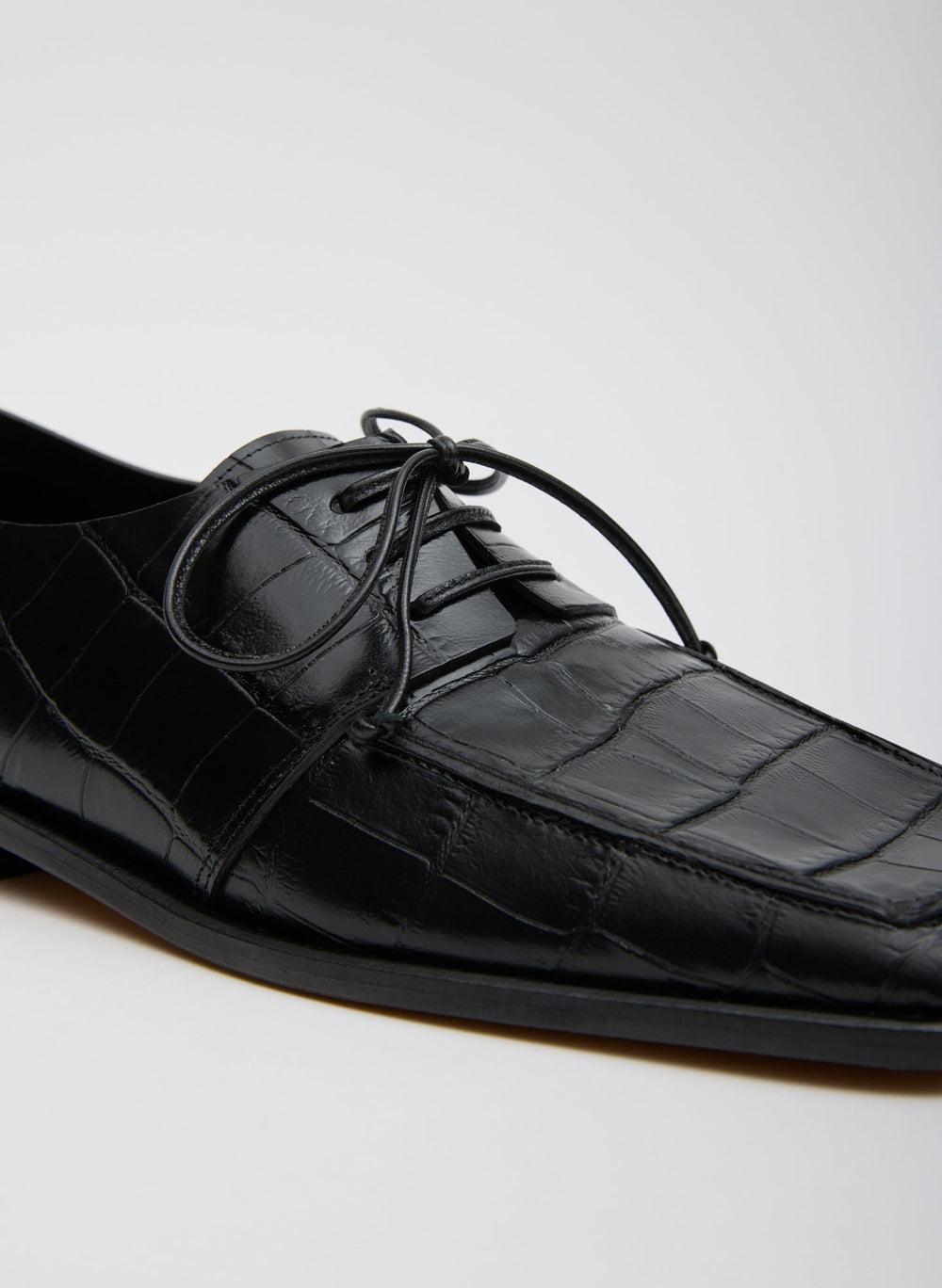 Brody Square Toe Loafer Crocodile Embossed | Tibi Black