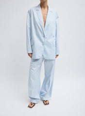 Garment Dyed Silky Cotton Liam Blazer | Tibi Pale Blue