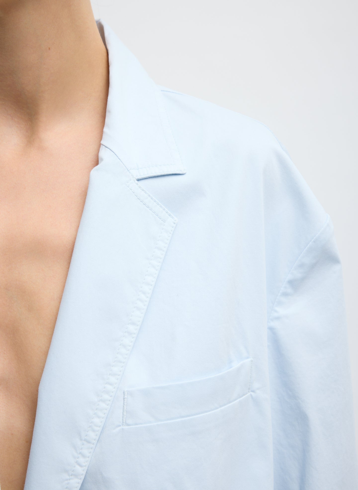 Garment Dyed Silky Cotton Liam Blazer | Tibi Pale Blue