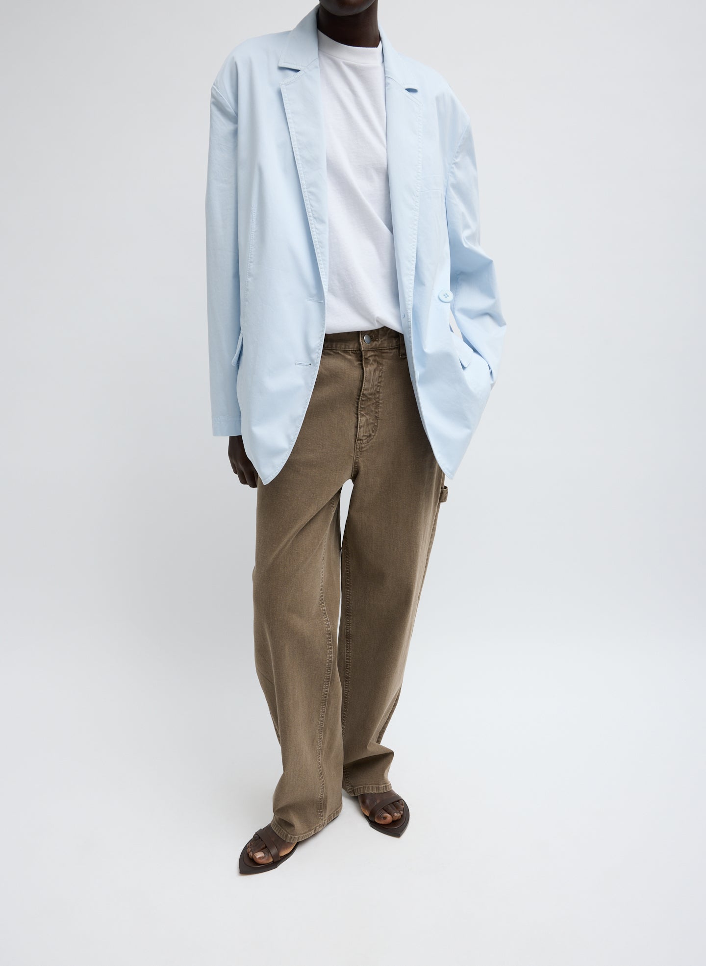 Garment Dyed Silky Cotton Liam Blazer | Tibi Pale Blue