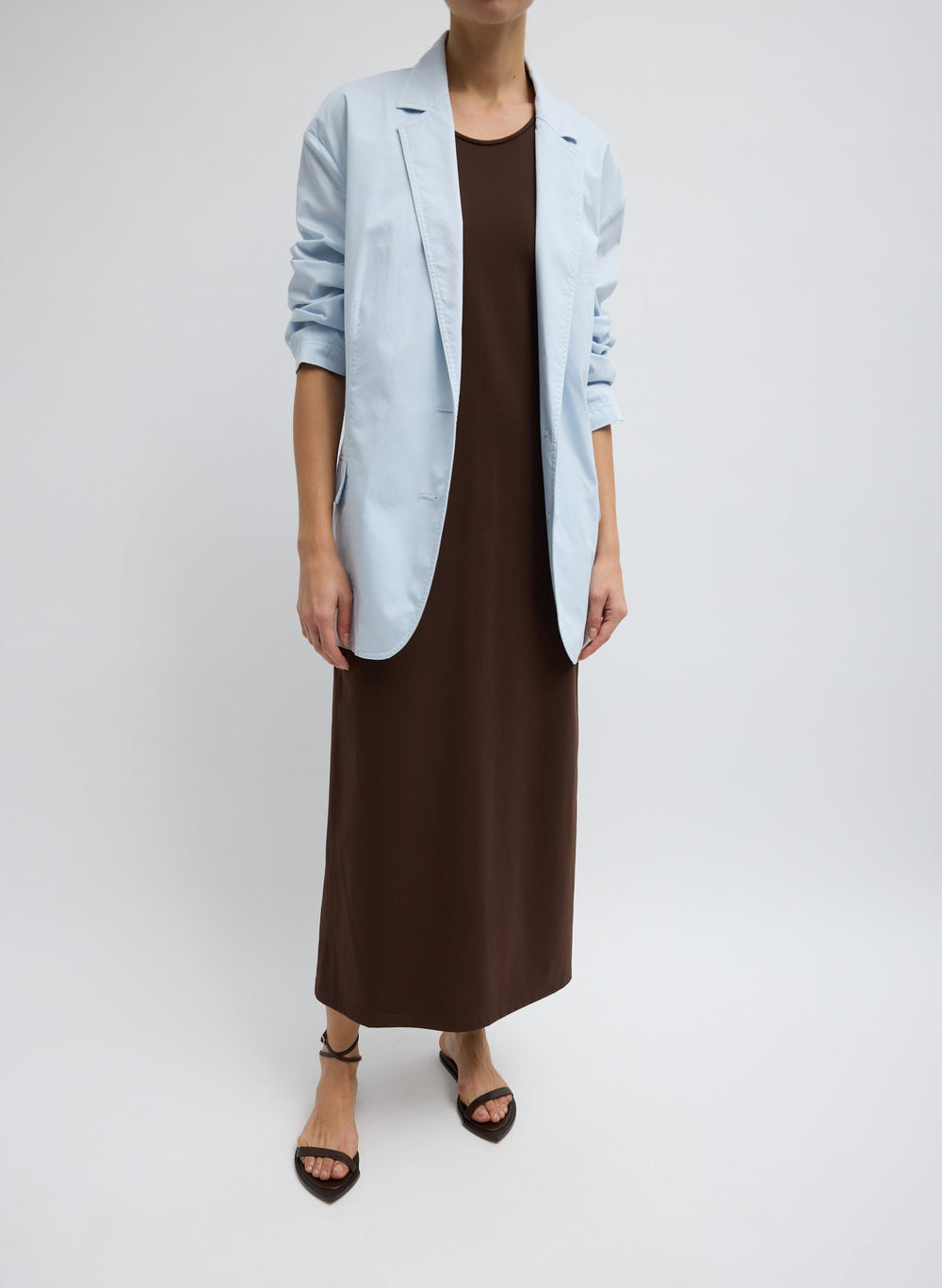 Garment Dyed Silky Cotton Liam Blazer | Tibi Pale Blue