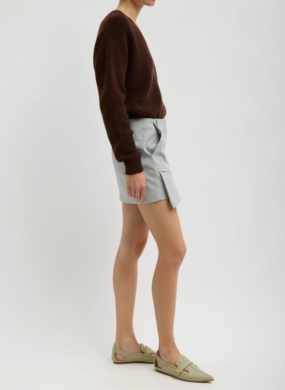 Compact Tech Knit Mini Skirt | Tibi Light Grey