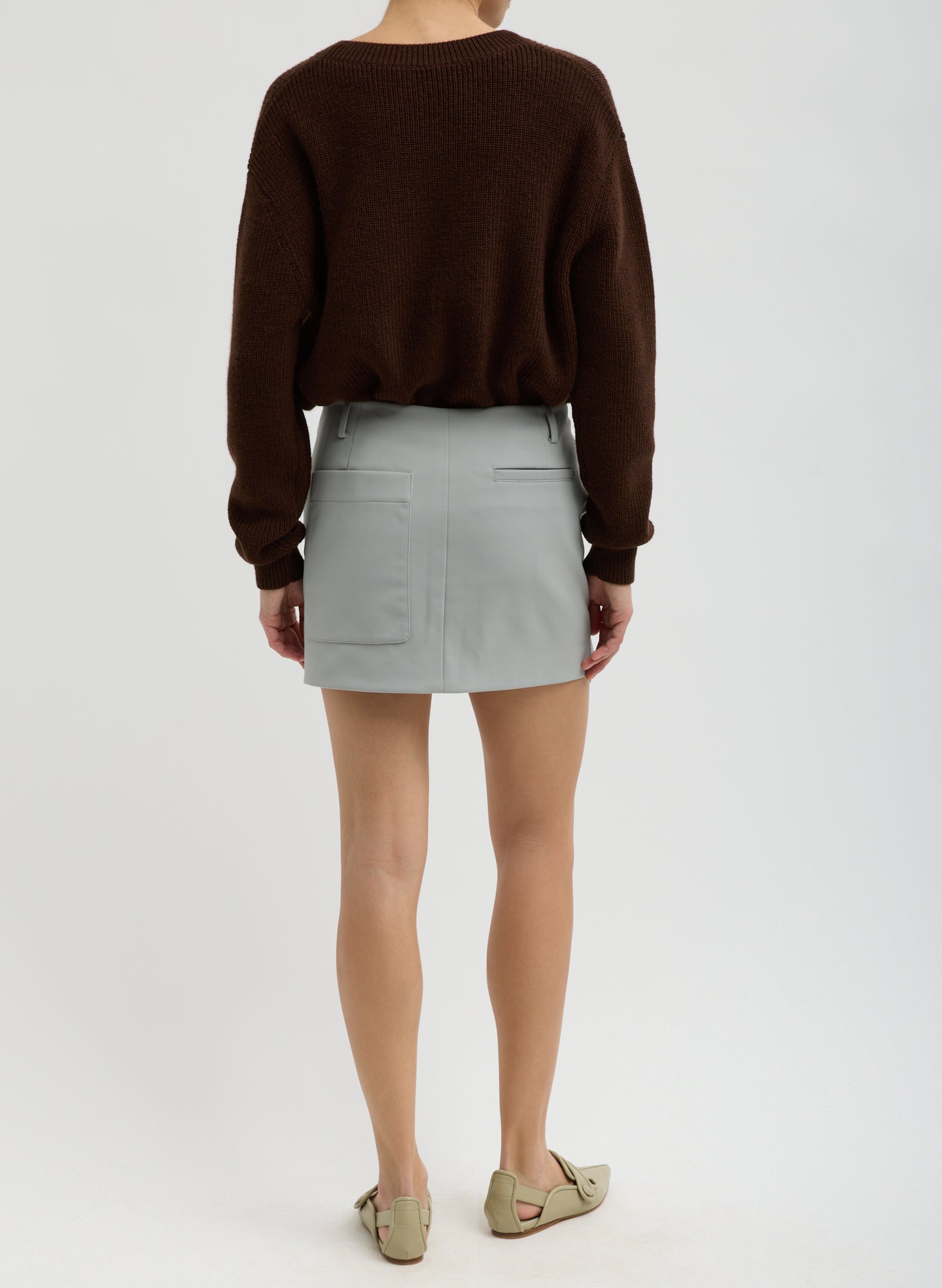 Compact Tech Knit Mini Skirt | Tibi Light Grey