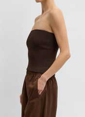 Ribbed Sweater Tube Top | Tibi Hickory Brown