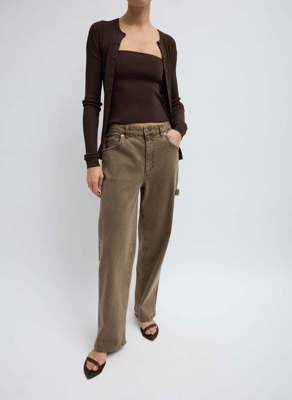 Ribbed Sweater Tube Top | Tibi Hickory Brown