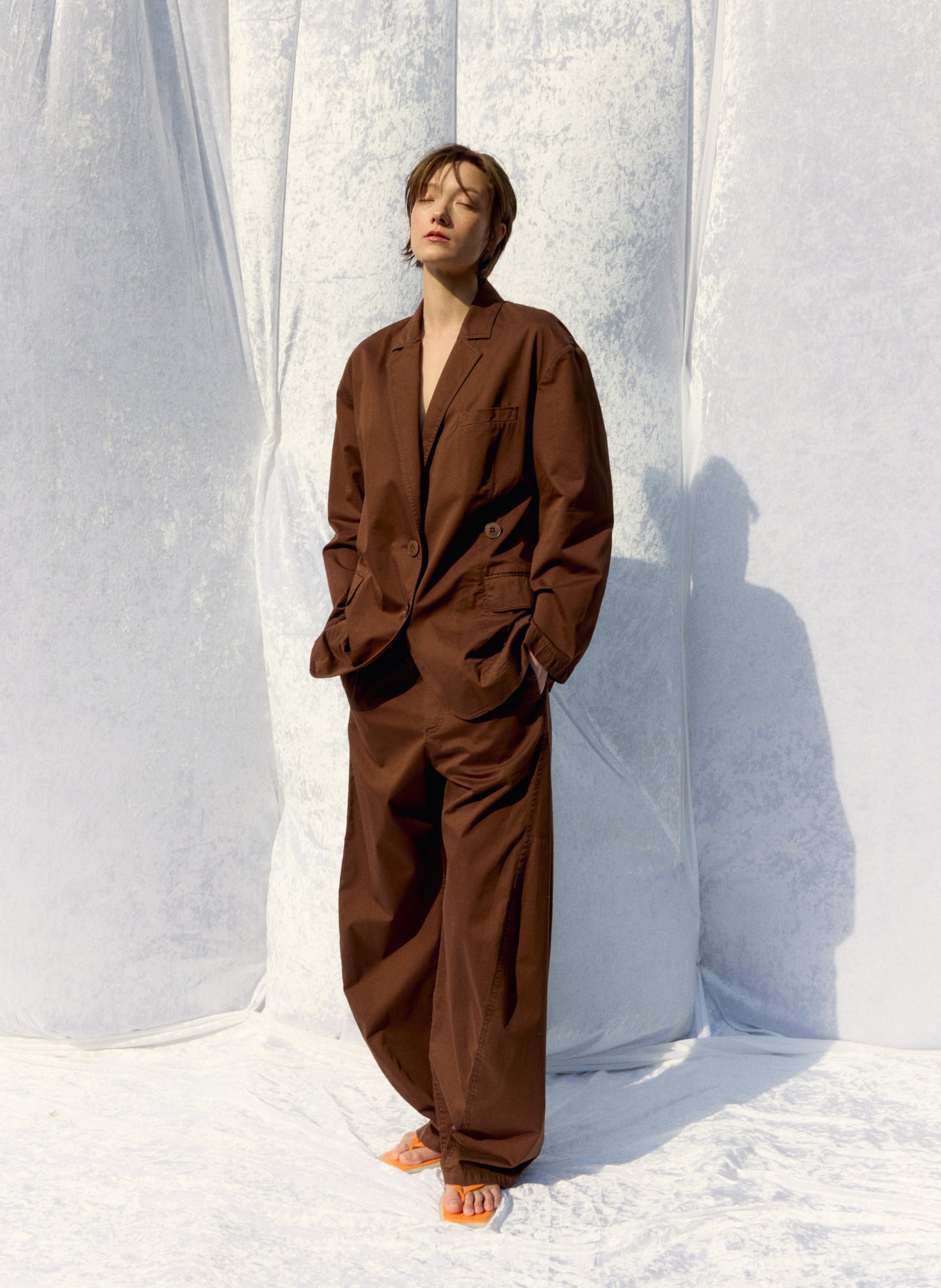 Garment Dyed Silky Cotton Winslow Pull On Pant | Tibi Brown