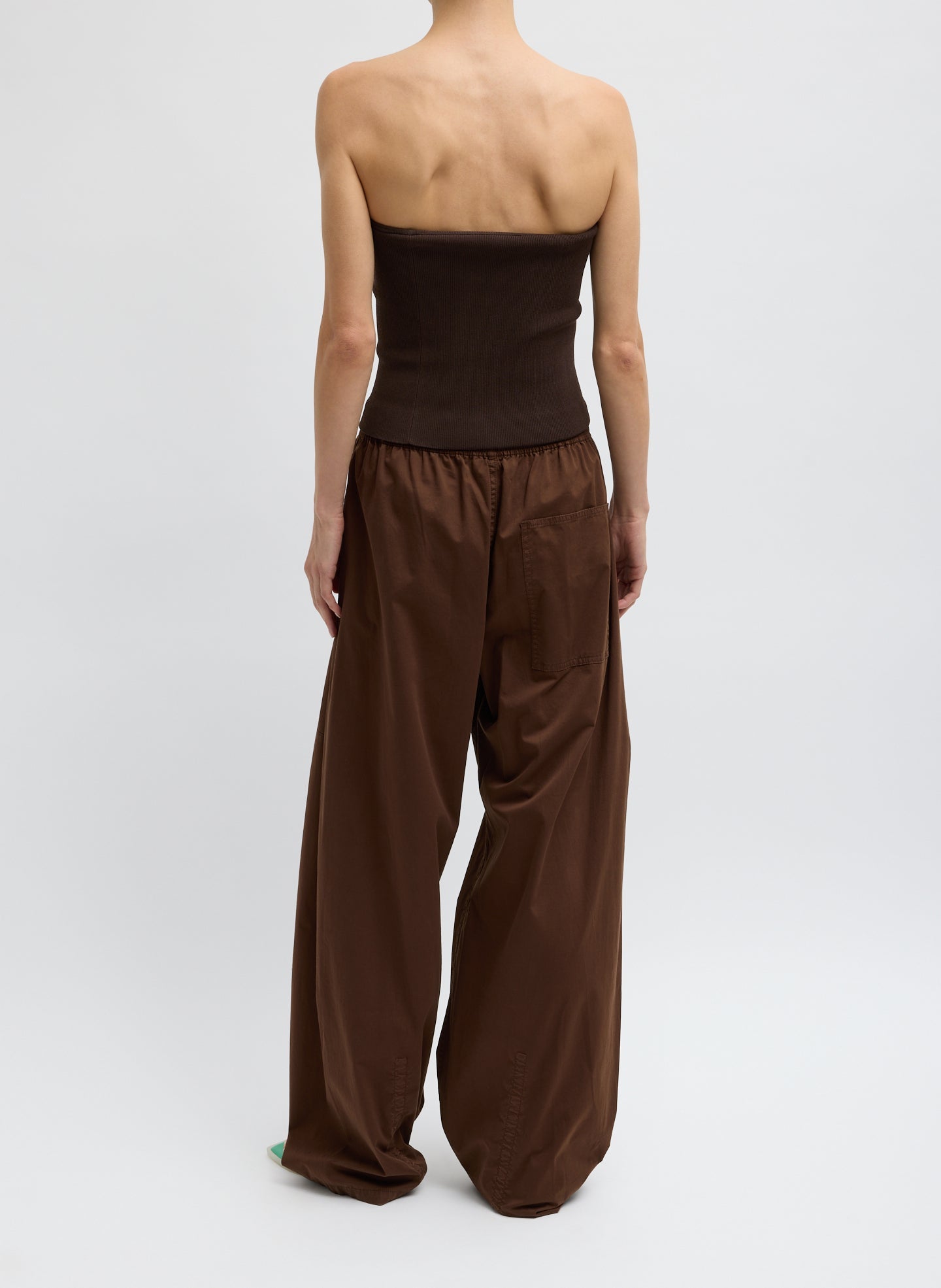 Garment Dyed Silky Cotton Winslow Pull On Pant | Tibi Brown