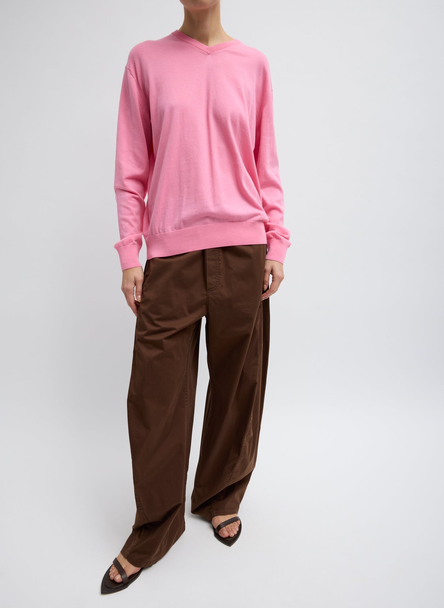 Garment Dyed Silky Cotton Winslow Pull On Pant | Tibi Brown