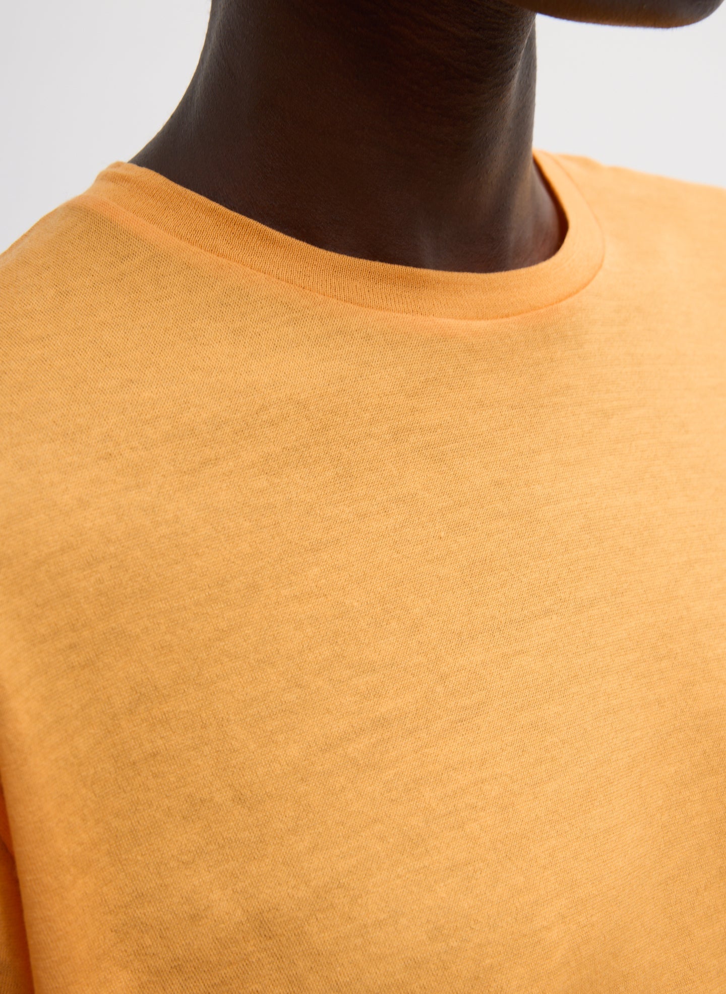 Sheer Crepe Knit Crewneck Unisex Long Sleeve T-Shirt | Tibi Orange