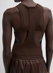 Ribbed Sweater Cut Out Tank | Tibi Hickory Brown