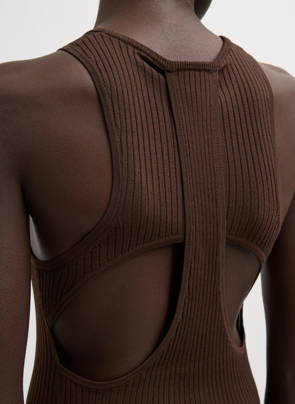 Ribbed Sweater Cut Out Tank | Tibi Hickory Brown