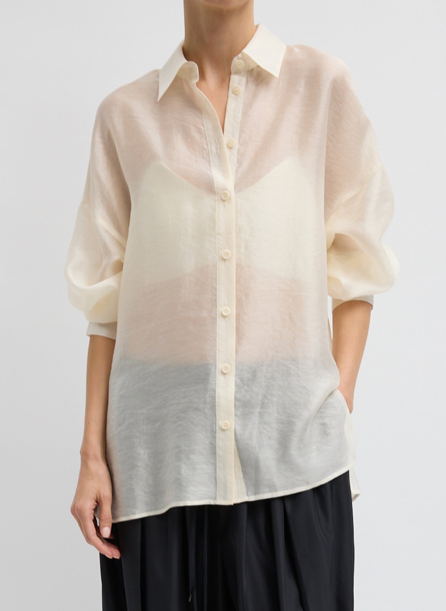 Summer Voile Oversized Shirt | Tibi Ivory