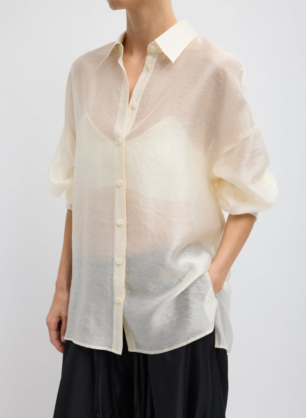 Summer Voile Oversized Shirt | Tibi Ivory