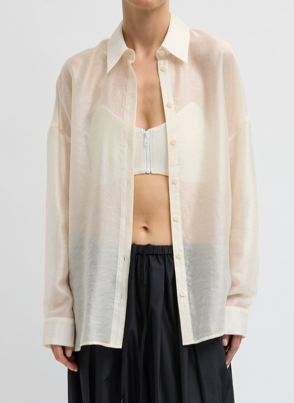 Summer Voile Oversized Shirt | Tibi Ivory