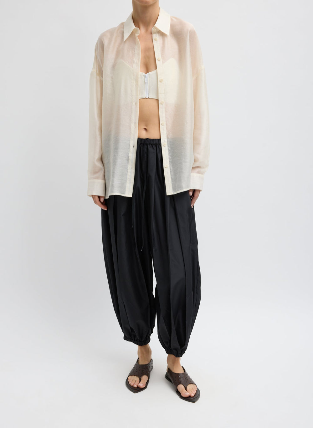 Summer Voile Oversized Shirt | Tibi Ivory