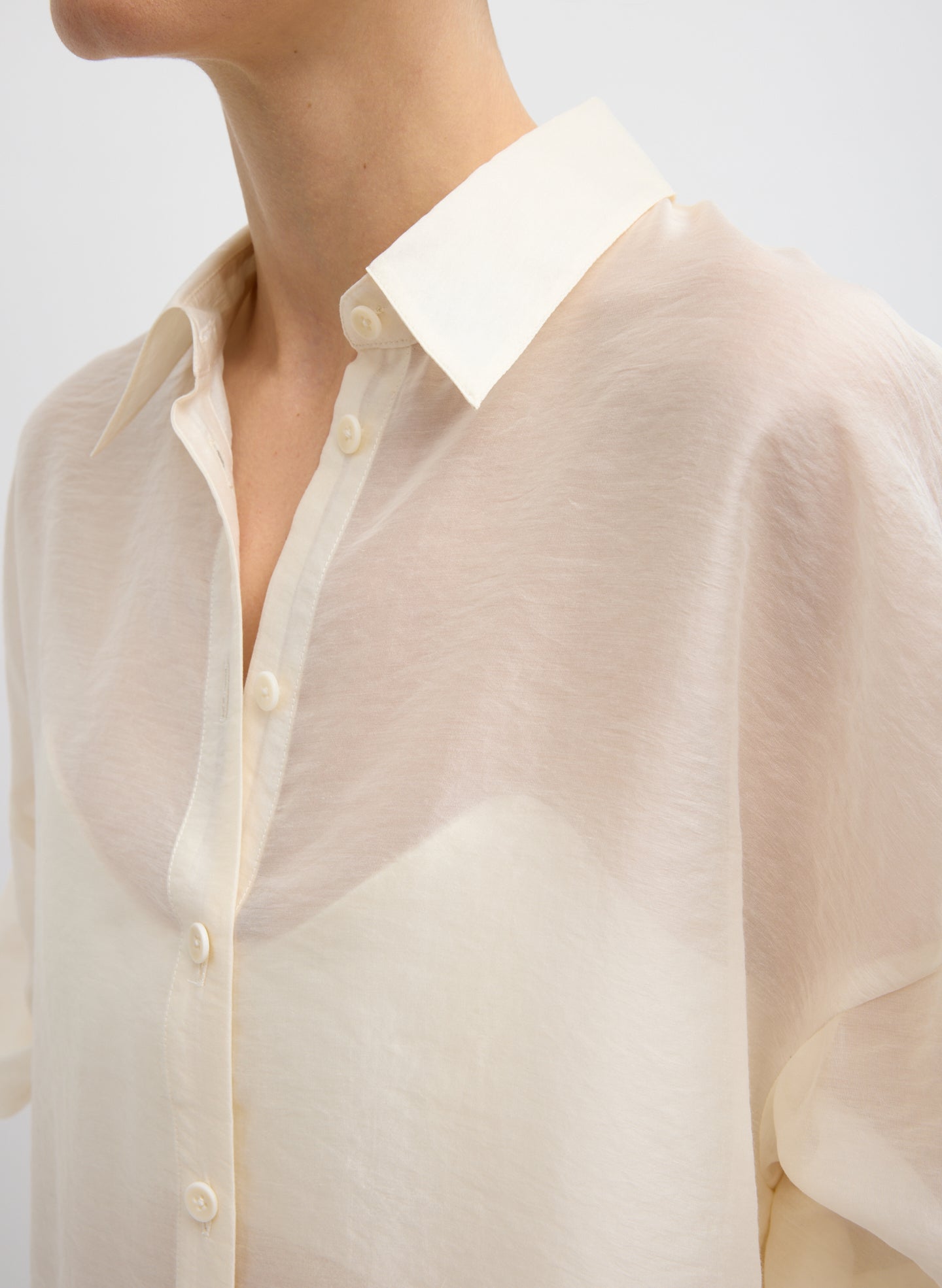 Summer Voile Oversized Shirt | Tibi Ivory