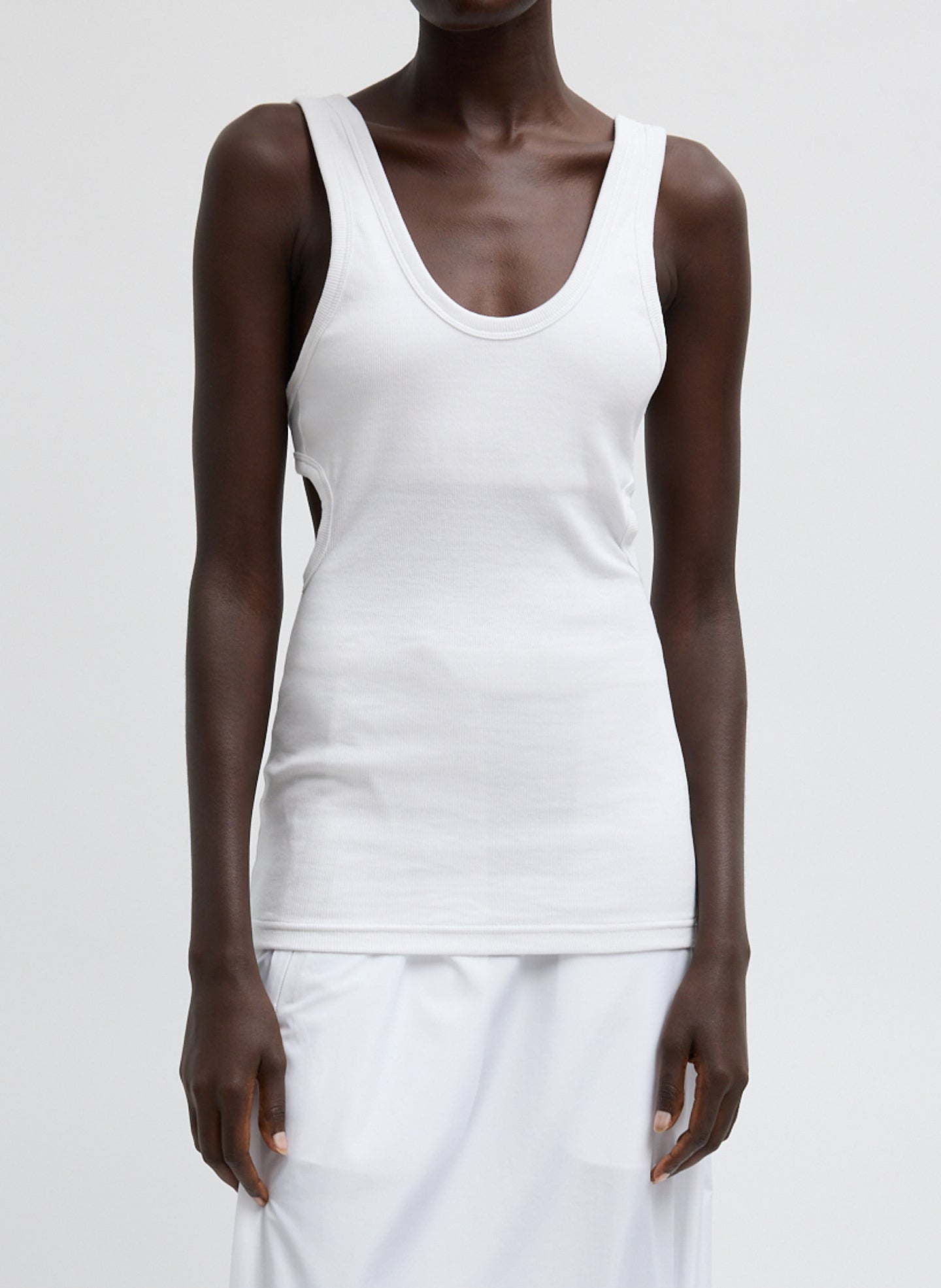 Ribbed Racerback Tank | Tibi White