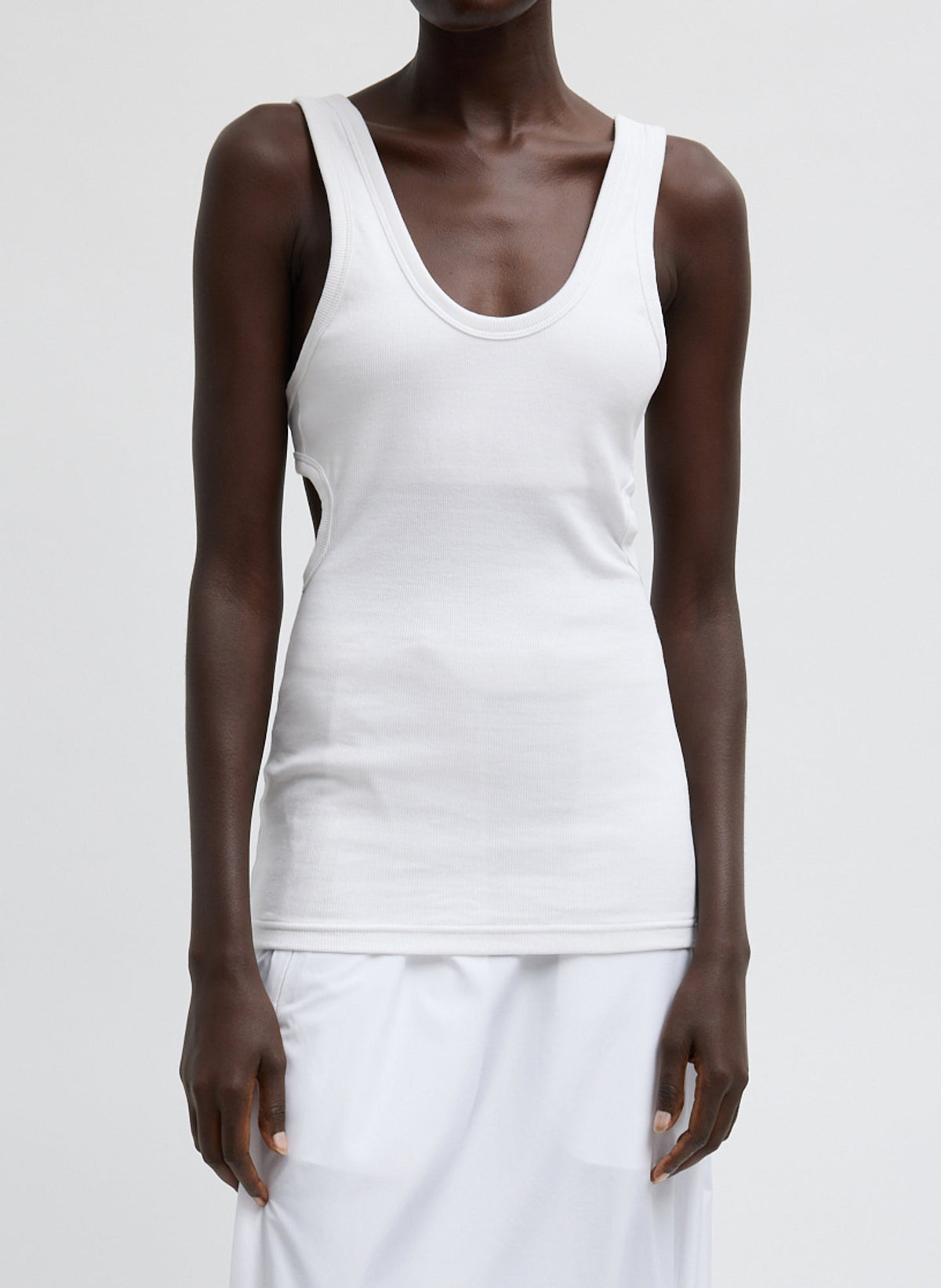 Ribbed Racerback Tank | Tibi White
