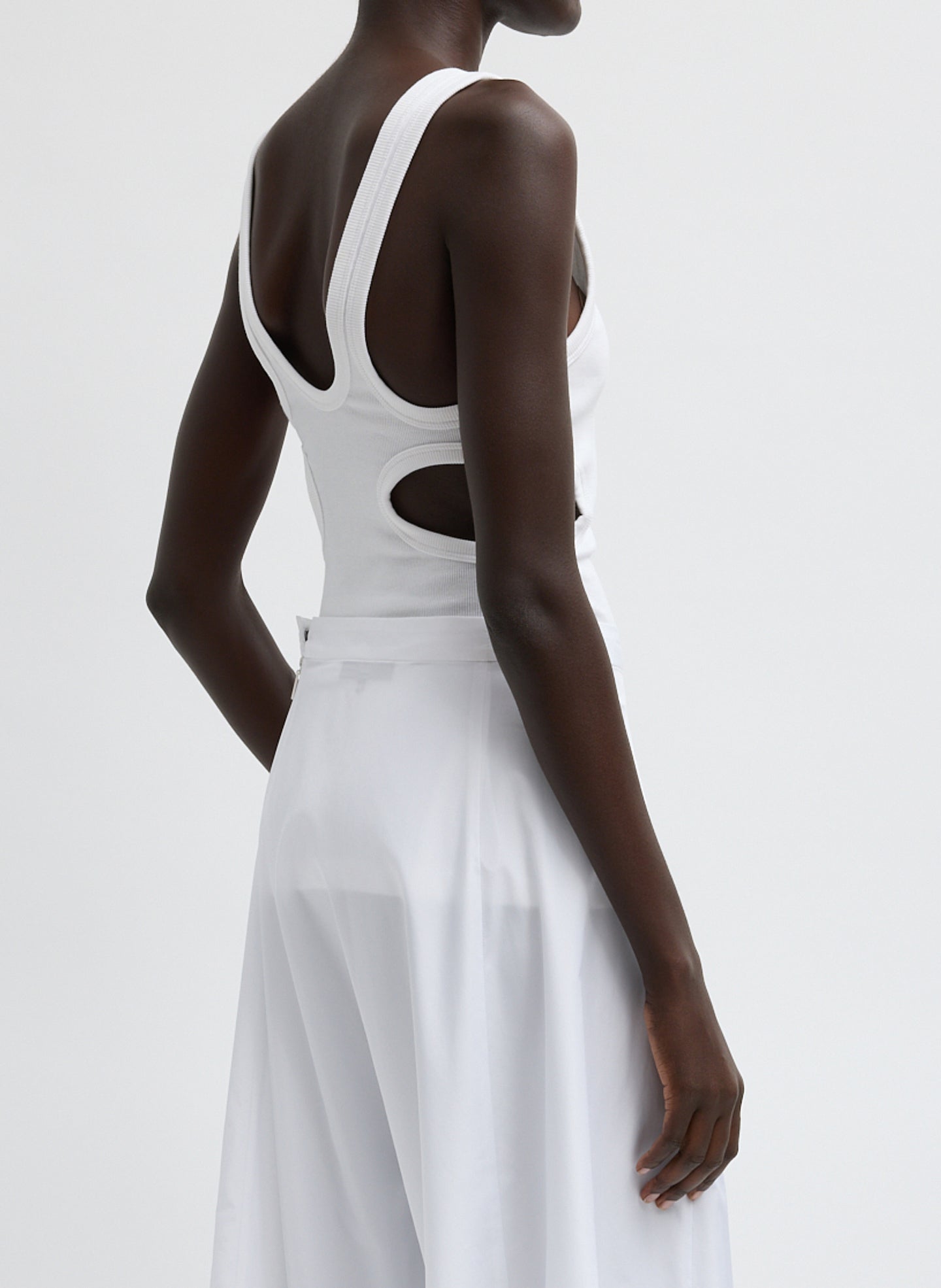 Ribbed Racerback Tank | Tibi White