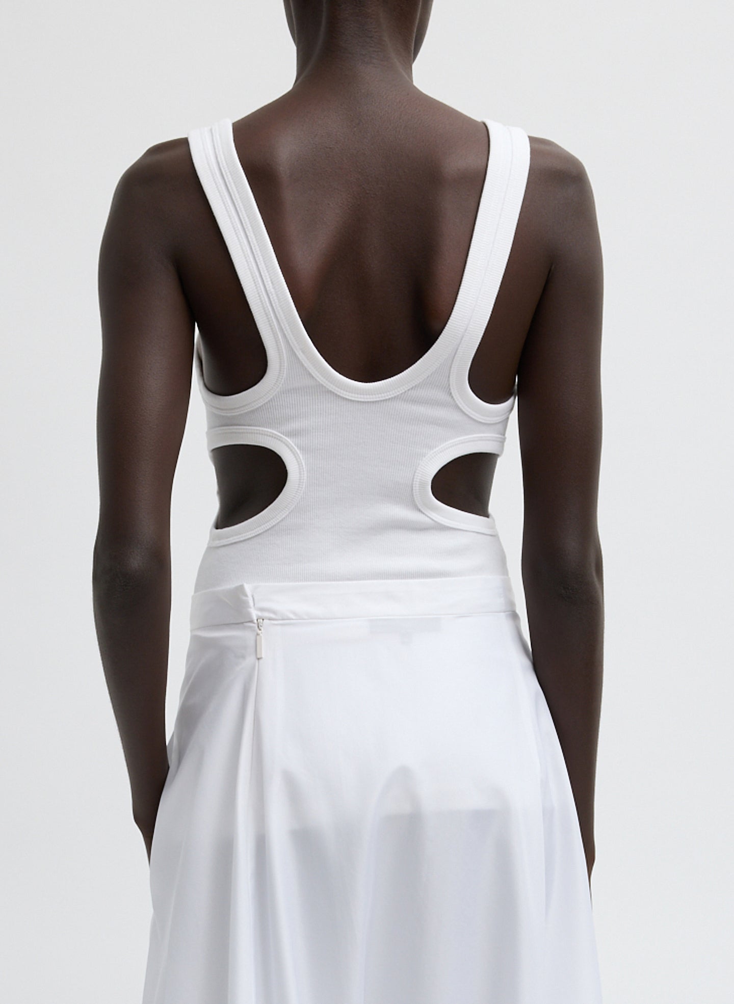 Ribbed Racerback Tank | Tibi White