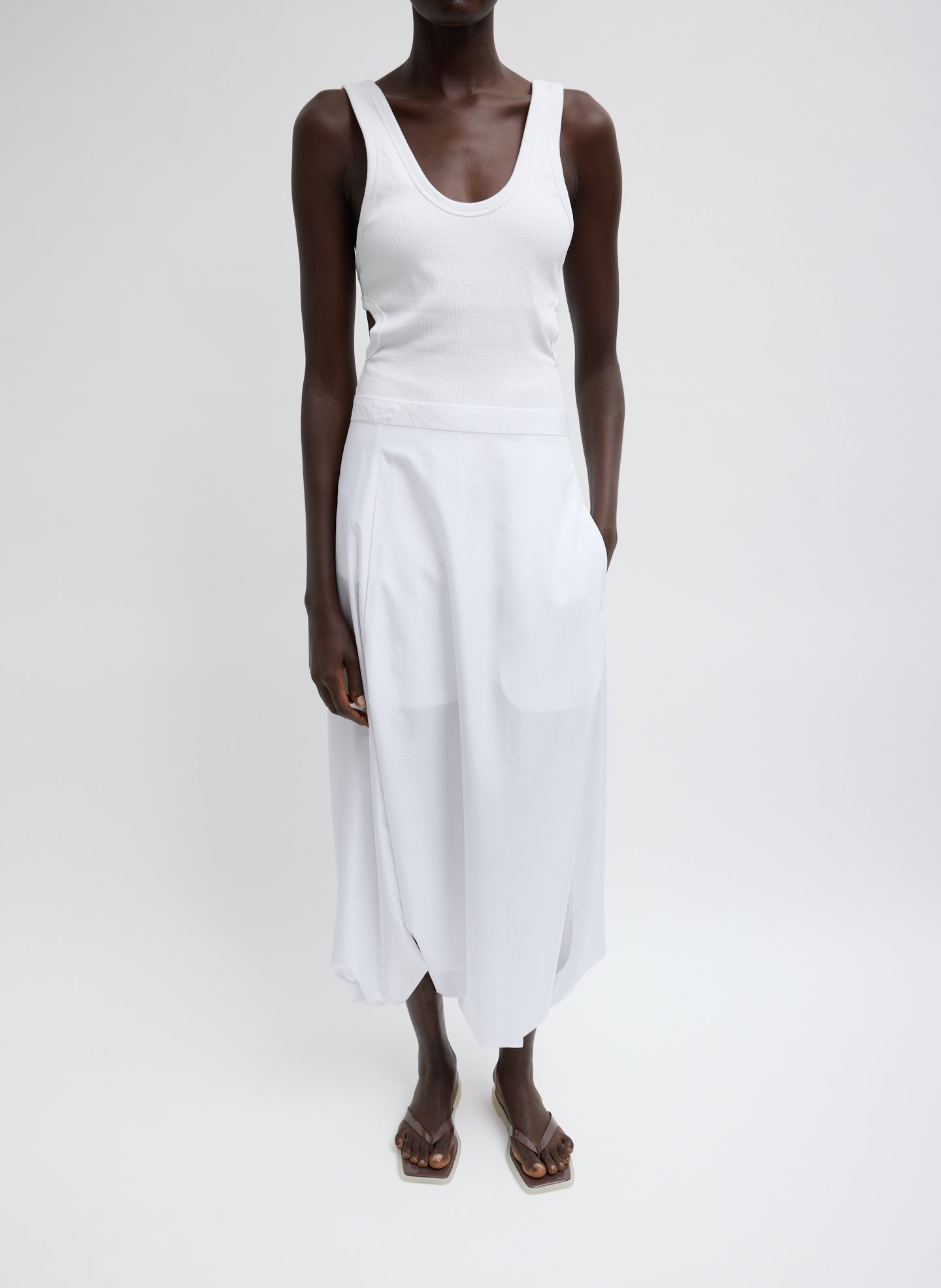 Ribbed Racerback Tank | Tibi White