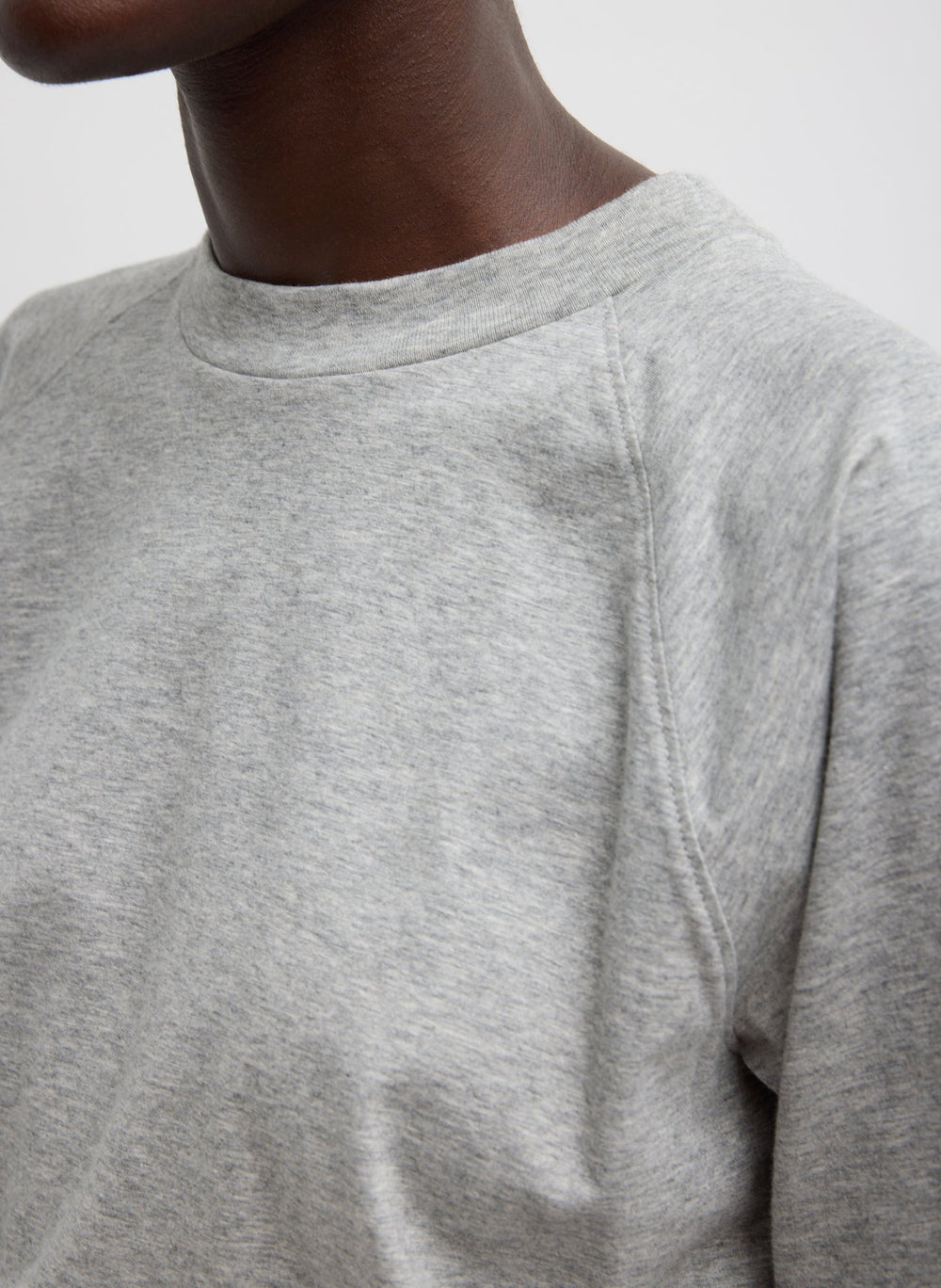 Short Sleeve T-Shirt With Shirred Back | Tibi Heather Grey