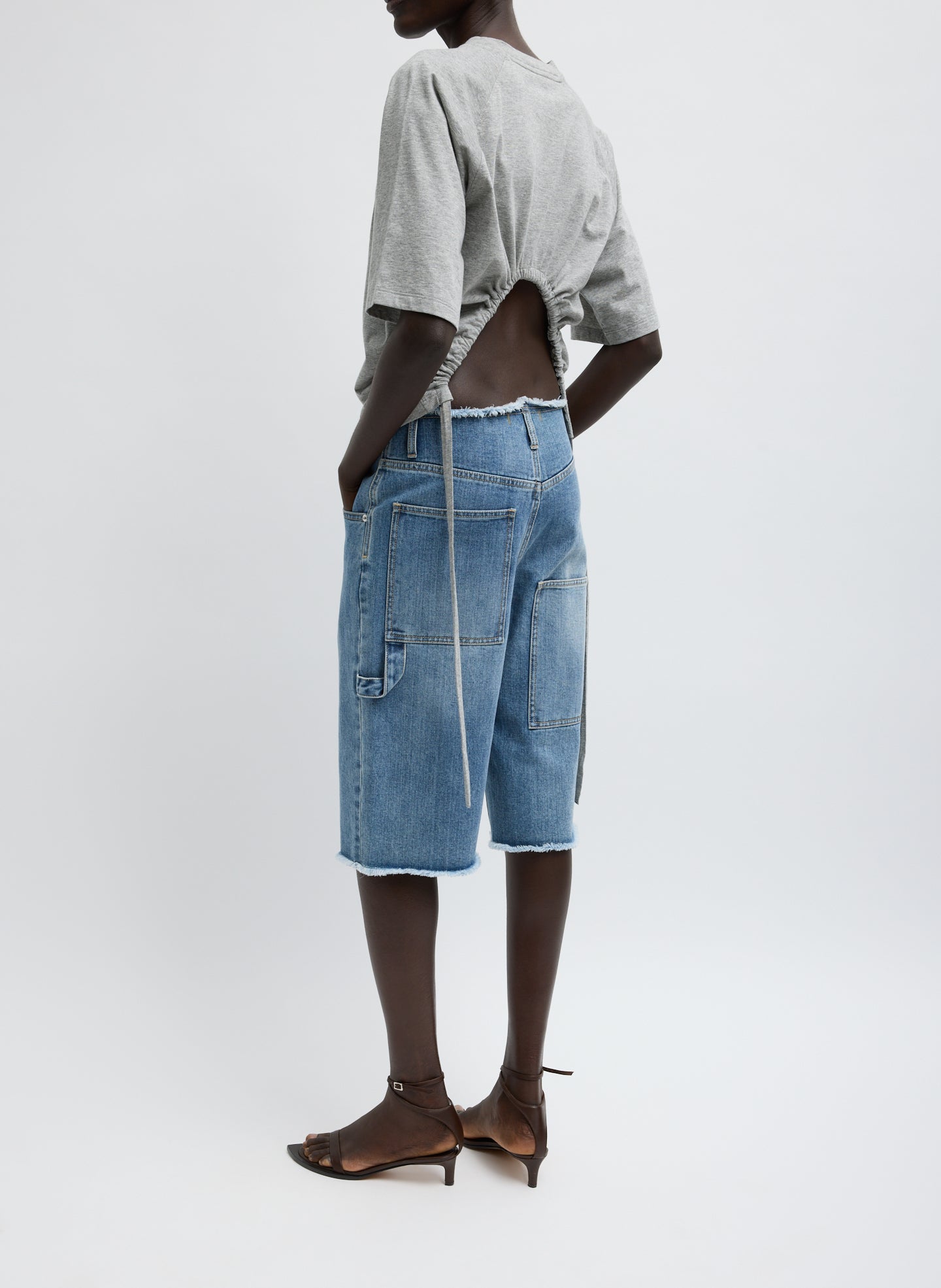Classic Wash Denim Newman Short | Tibi Classic Blue