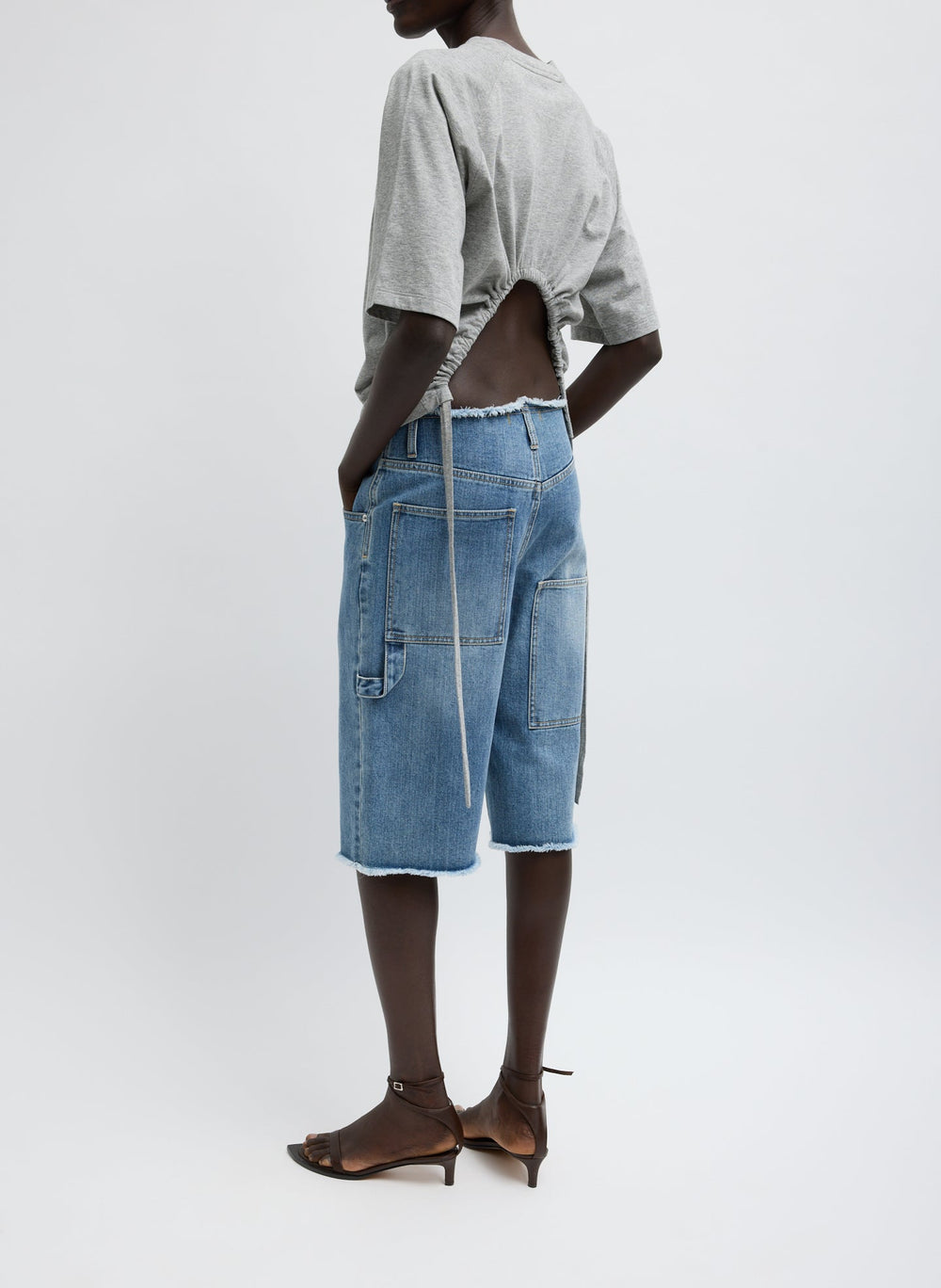 Classic Wash Denim Newman Short | Tibi Classic Blue