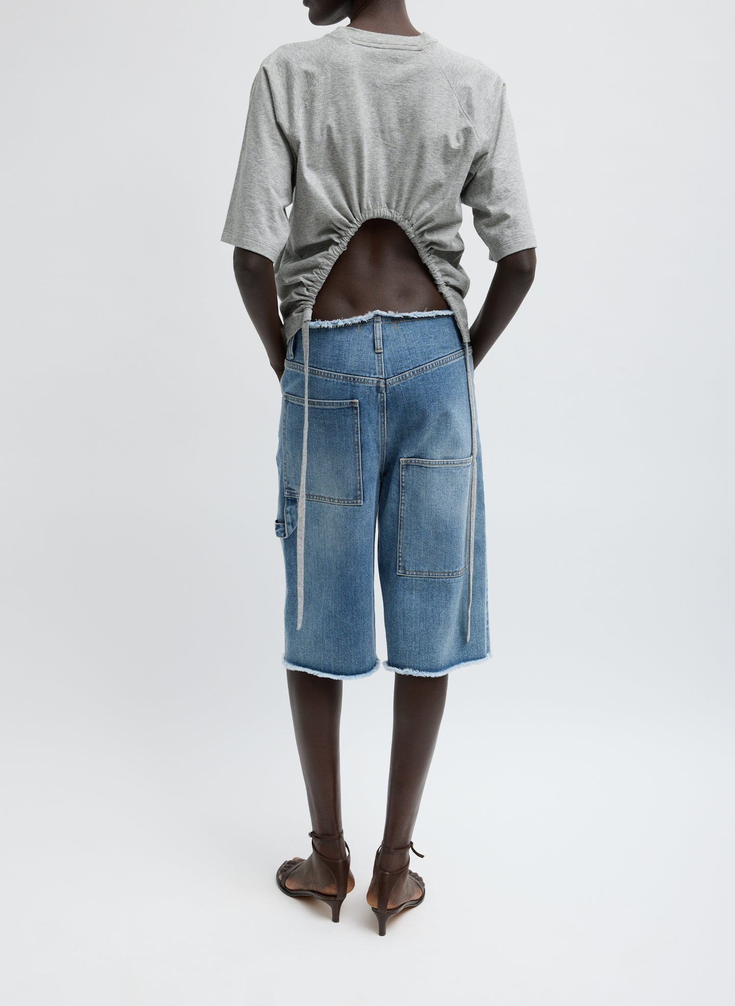 Classic Wash Denim Newman Short | Tibi Classic Blue