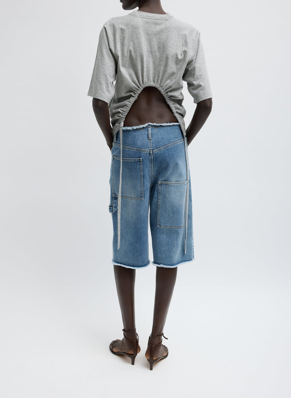 Classic Wash Denim Newman Short | Tibi Classic Blue