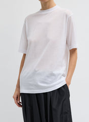 Sheer Crepe Knit Mock Unisex T-Shirt | Tibi White
