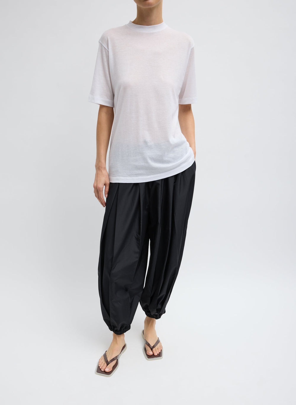 Sheer Crepe Knit Mock Unisex T-Shirt | Tibi White