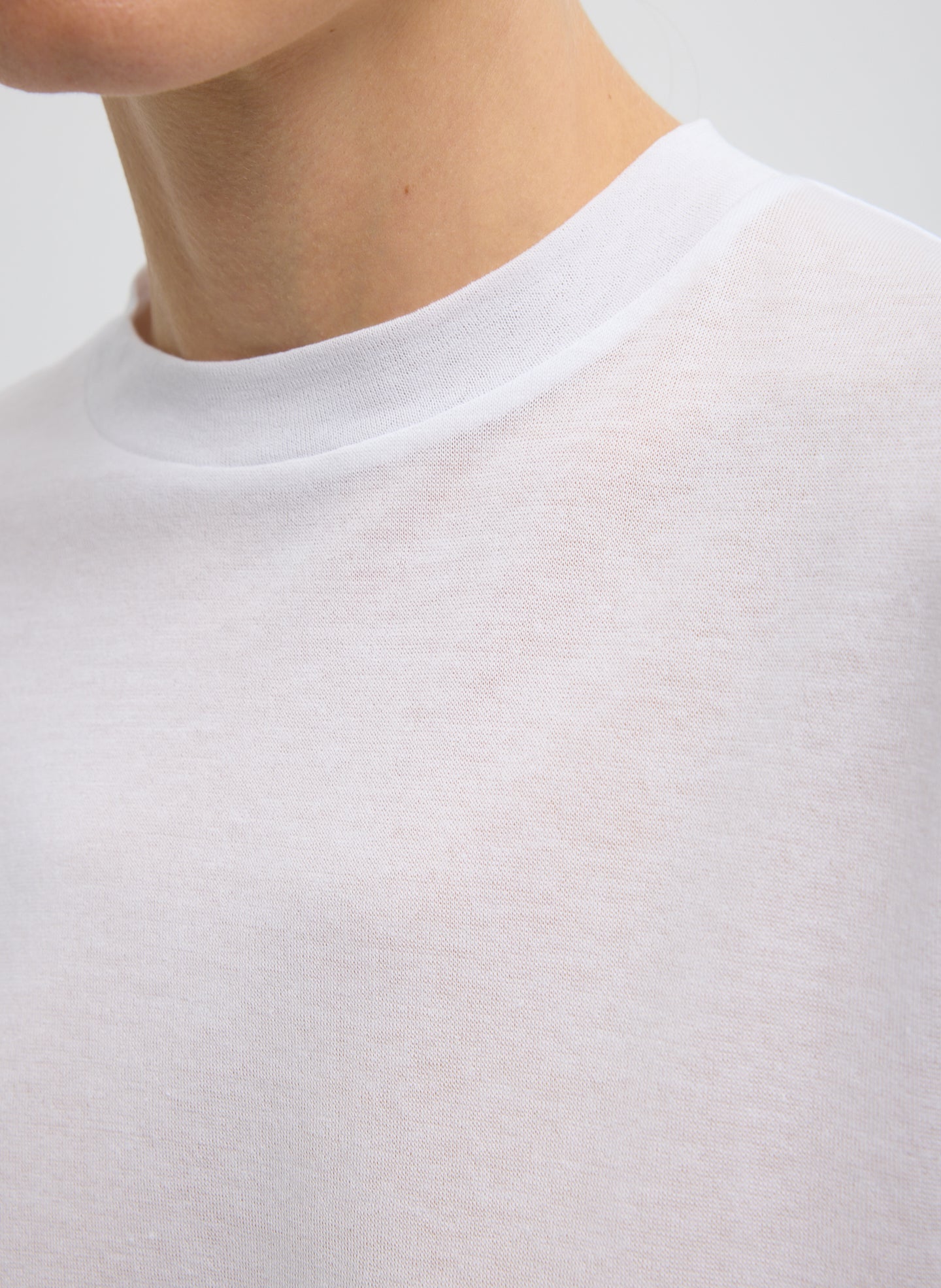 Sheer Crepe Knit Mock Unisex T-Shirt | Tibi White
