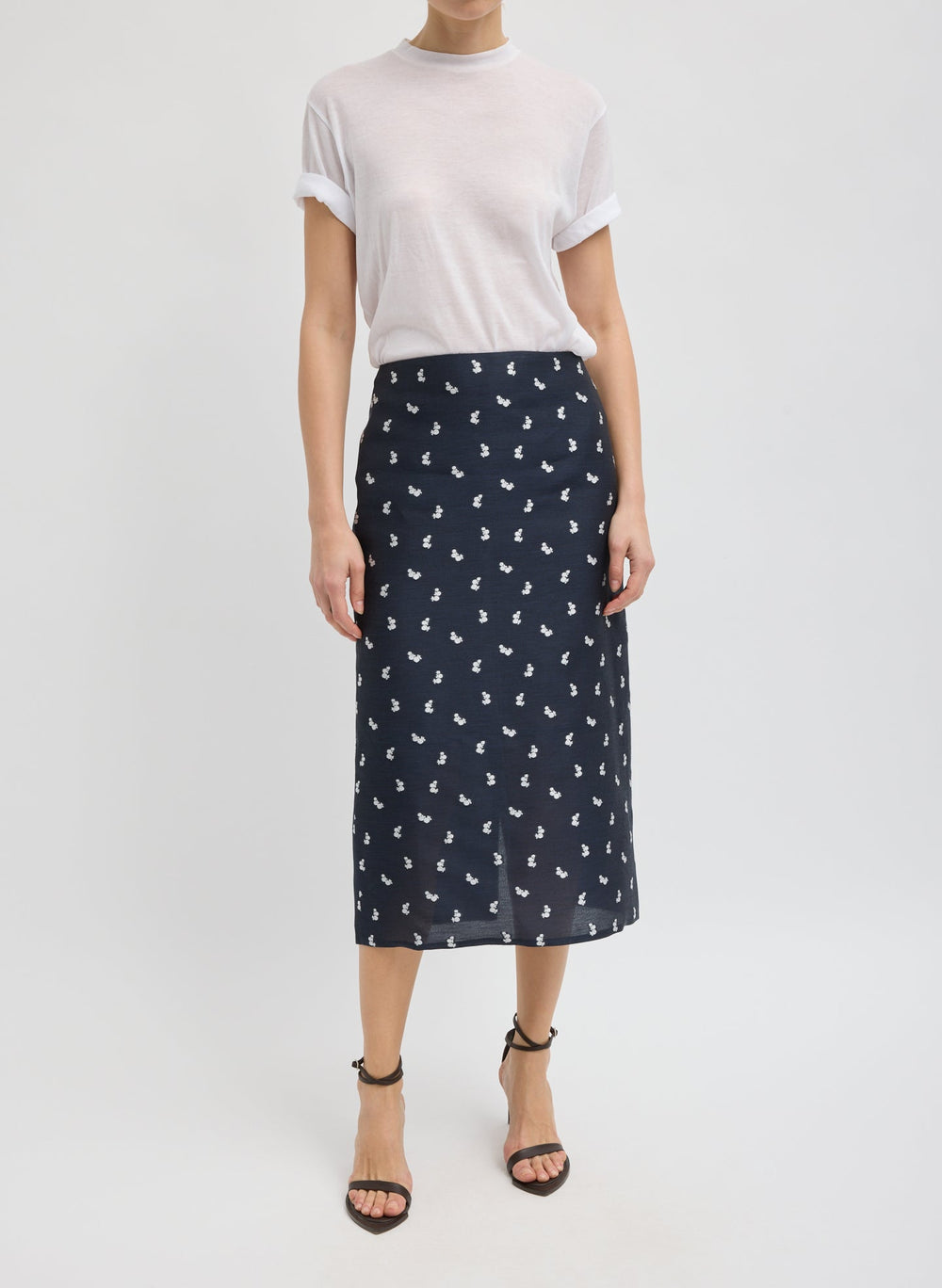 Silk Gazar Jacquard Pencil Skirt | Tibi Navy Multi