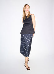 Silk Gazar Jacquard Pencil Skirt | Tibi Navy Multi