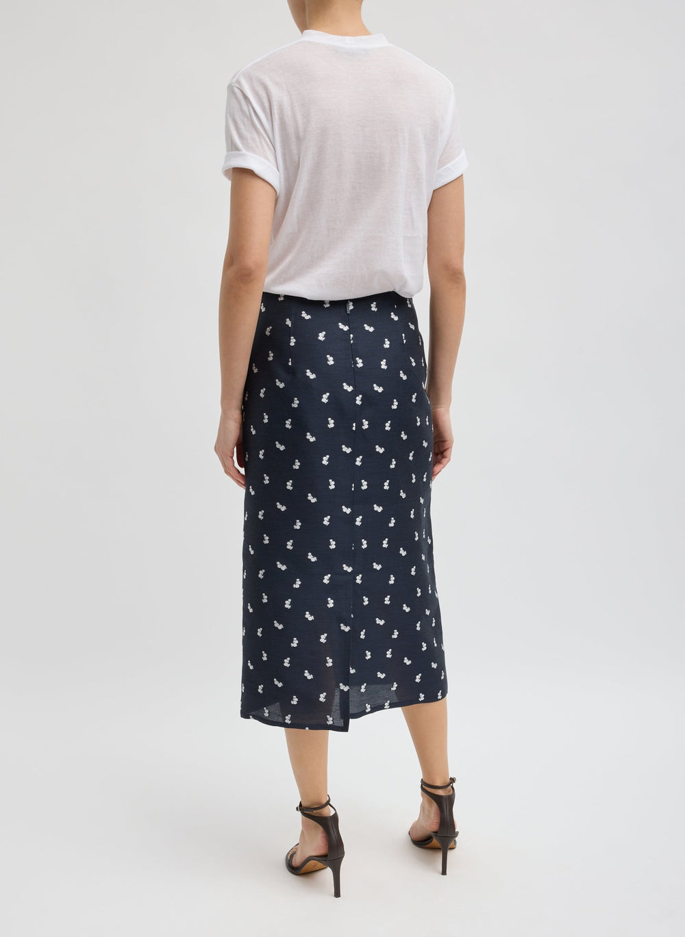 Silk Gazar Jacquard Pencil Skirt | Tibi Navy Multi