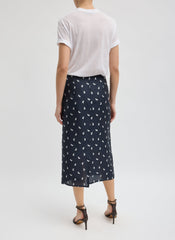 Silk Gazar Jacquard Pencil Skirt | Tibi Navy Multi