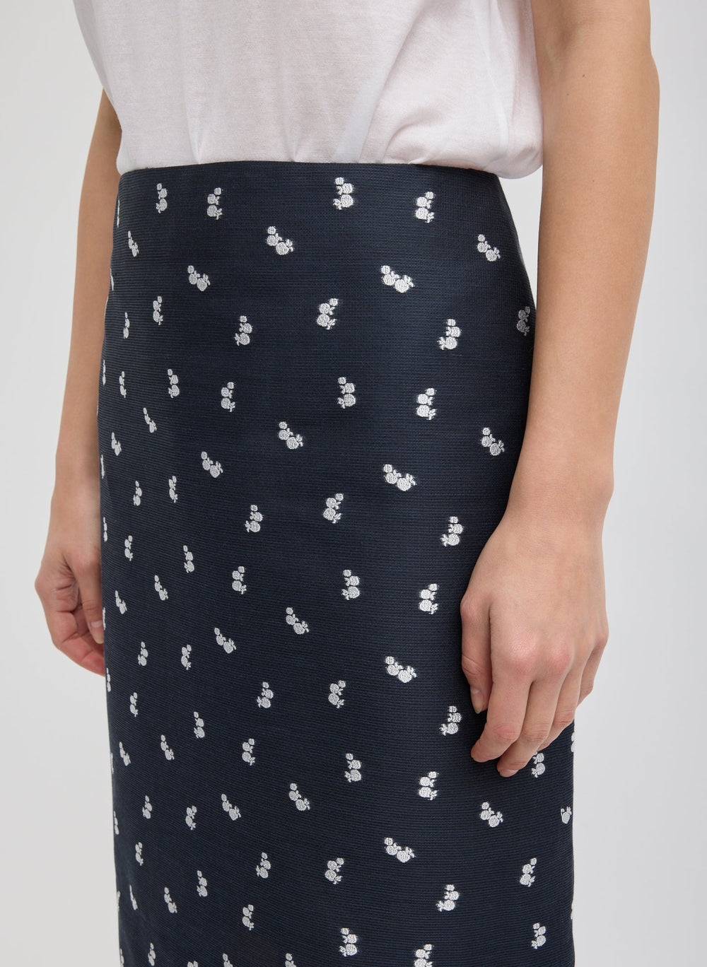 Silk Gazar Jacquard Pencil Skirt | Tibi Navy Multi