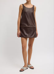 Leather Sleeveless Hoop Dress | Tibi Brown