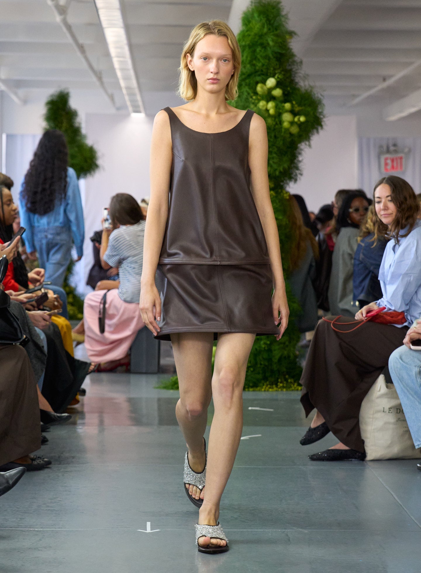 Leather Sleeveless Hoop Dress | Tibi Brown