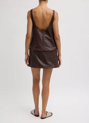 Leather Sleeveless Hoop Dress | Tibi Brown