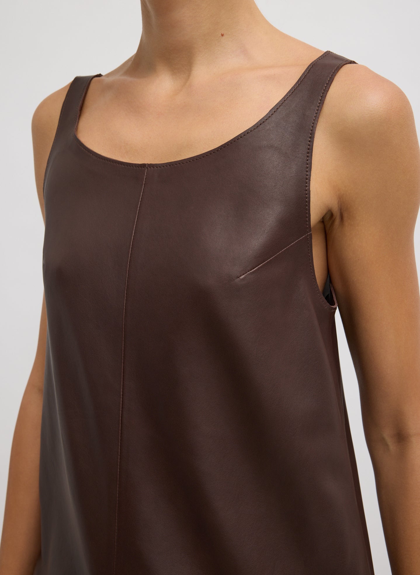 Leather Sleeveless Hoop Dress | Tibi Brown