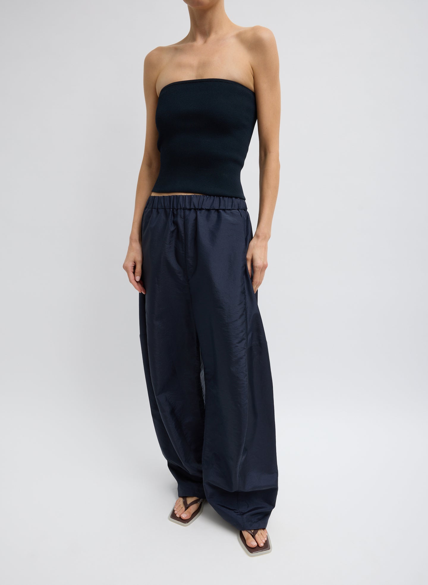 Ribbed Sweater Tube Top | Tibi Navy