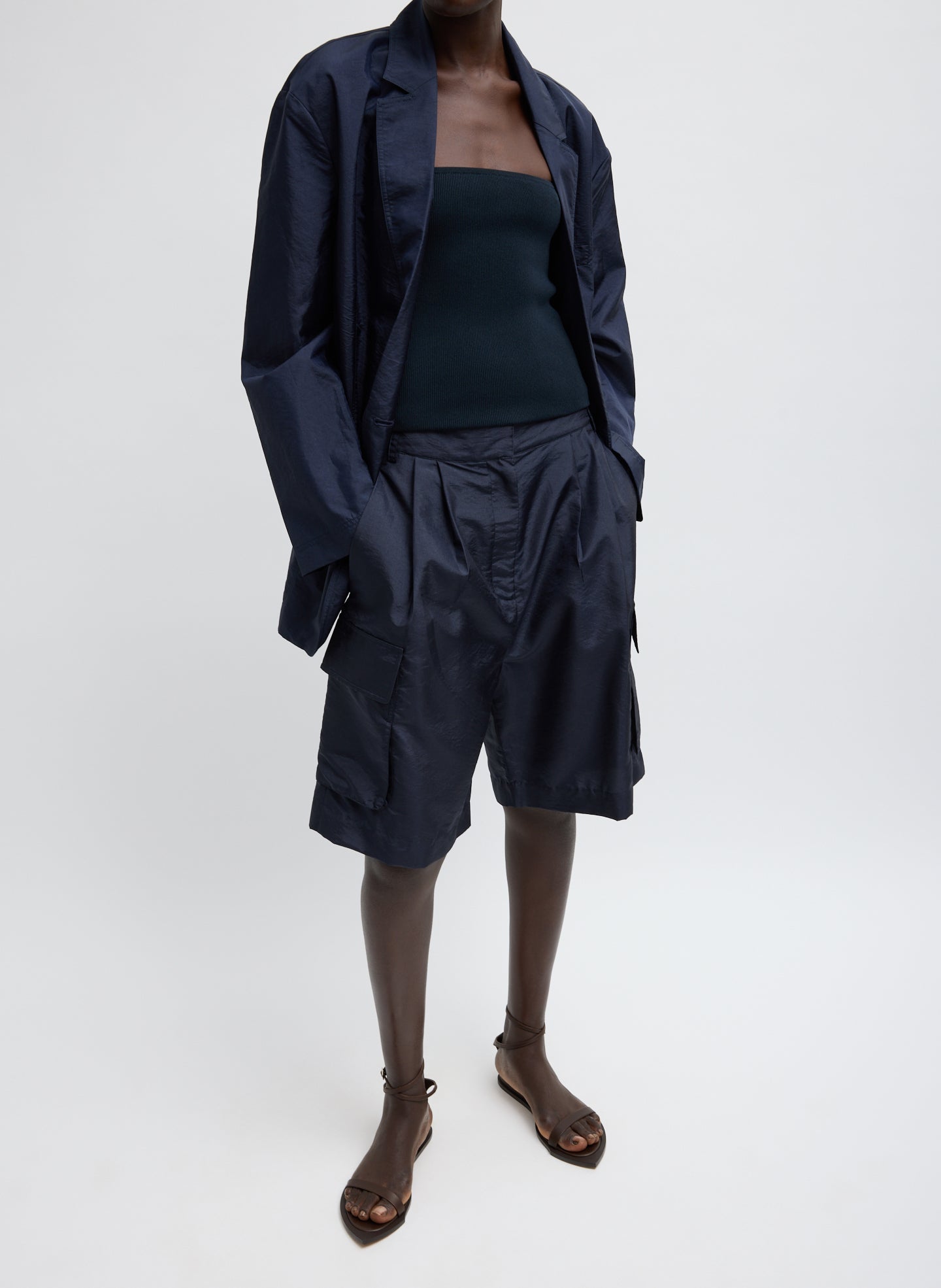 Ribbed Sweater Tube Top | Tibi Navy