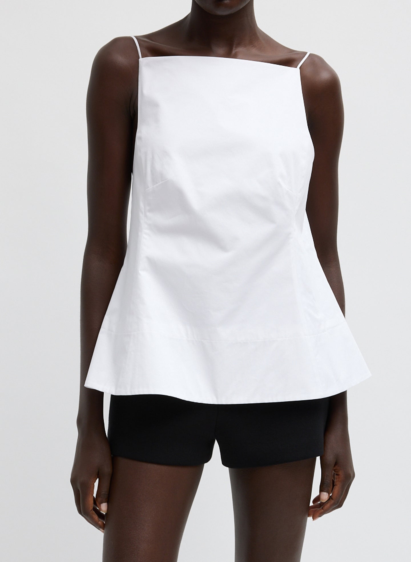 Eco Poplin Strappy Open Back Top | Tibi White