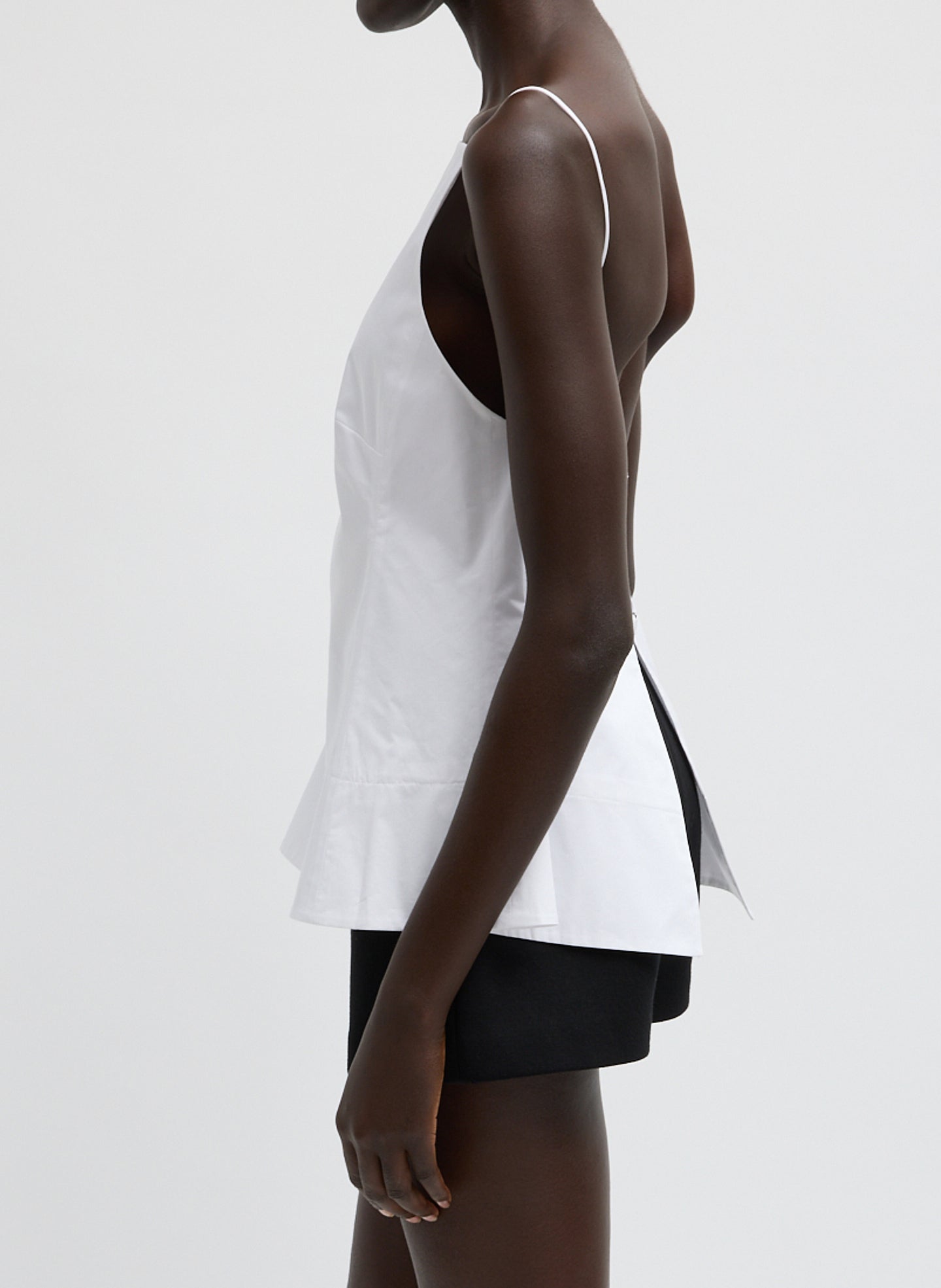 Eco Poplin Strappy Open Back Top | Tibi White