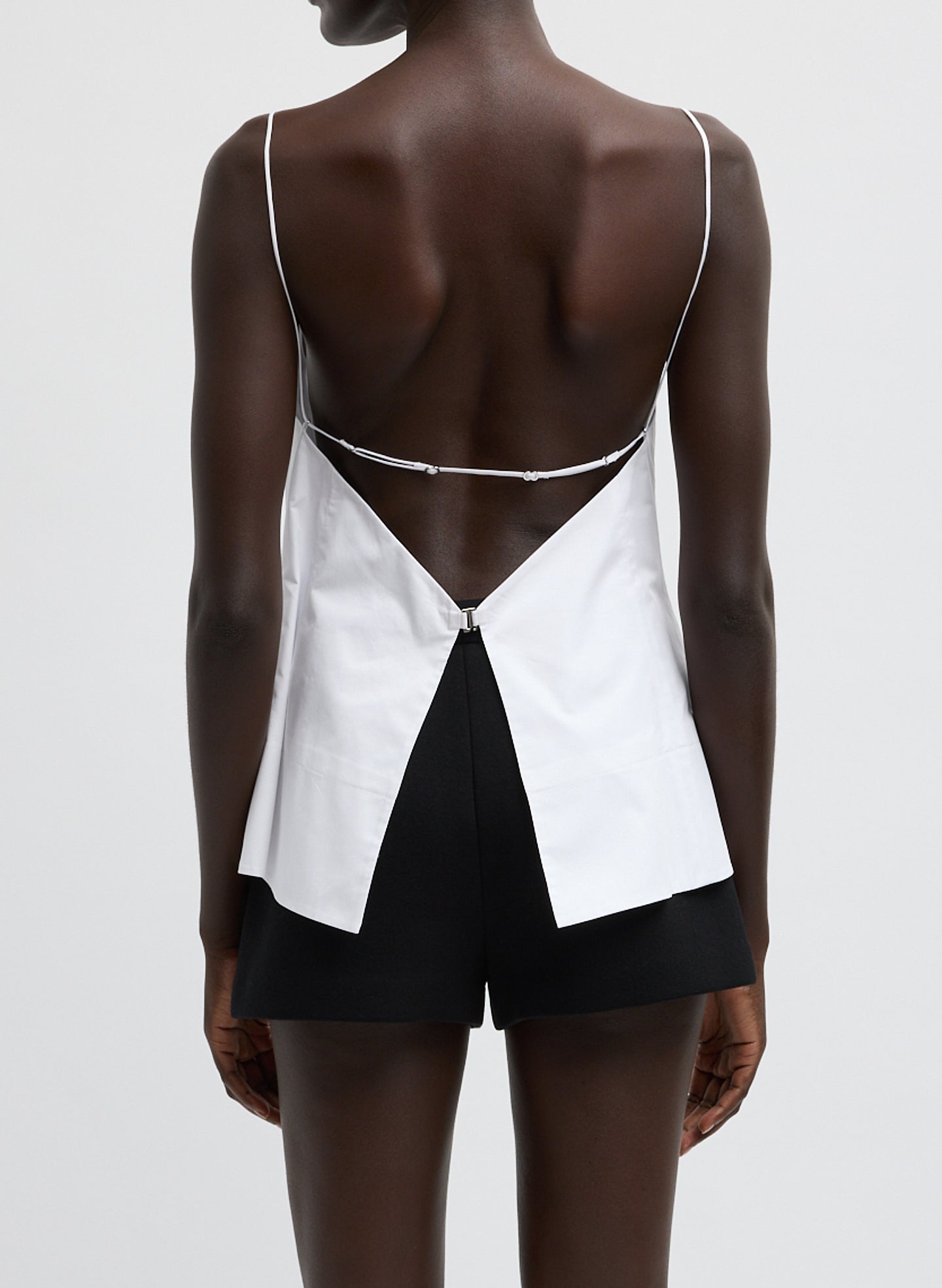 Eco Poplin Strappy Open Back Top | Tibi White