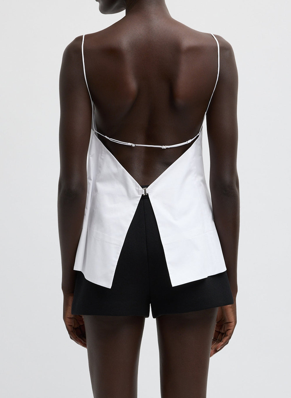 Eco Poplin Strappy Open Back Top | Tibi White