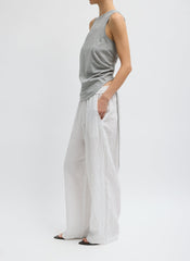 Crinkle Stripe Summer Suiting Wide Leg Pull On Pant | Tibi Ivory Multi